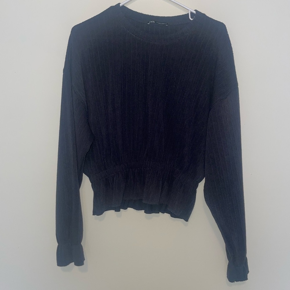 Zara Overzied Cinched Waist Ribbed Top Size Small - Picture 7 of 7
